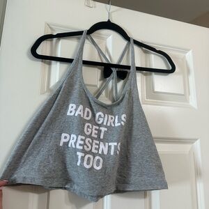 Victoria's Secret Gray Crop Top with Slogan